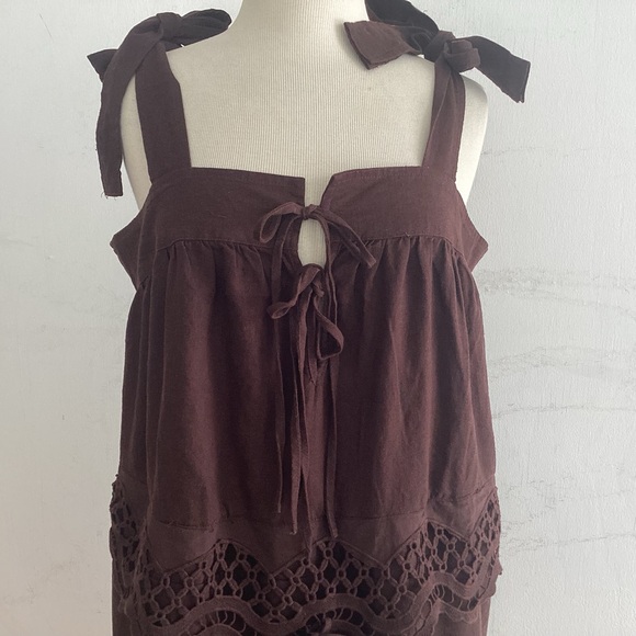 Upcycle Annie Arbitraged Chocolate Brown Tops/ Lace Into Dress. Up to Large - Picture 4 of 10